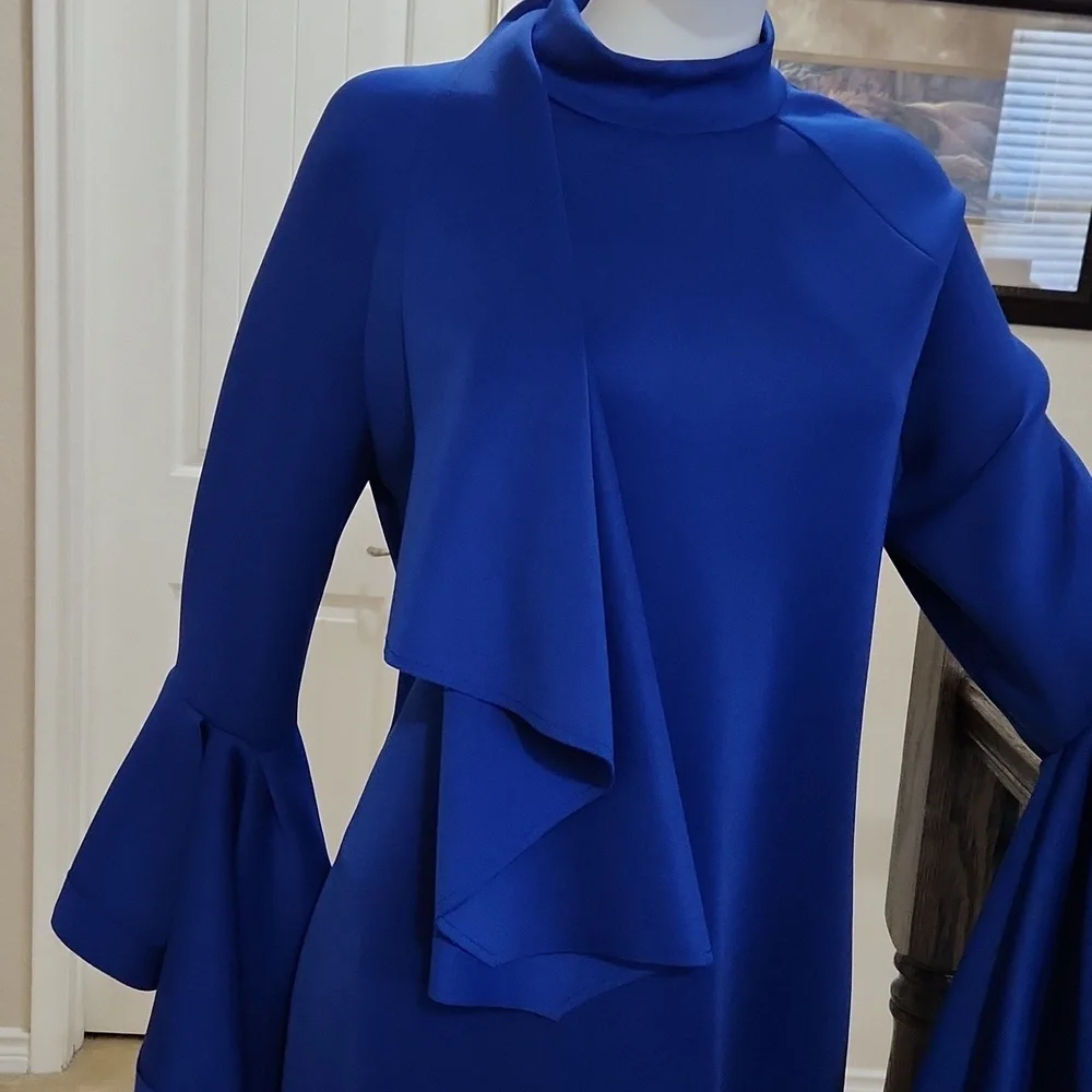 Beautiful Royal blue bell sleeve dress - Picture 4 of 8